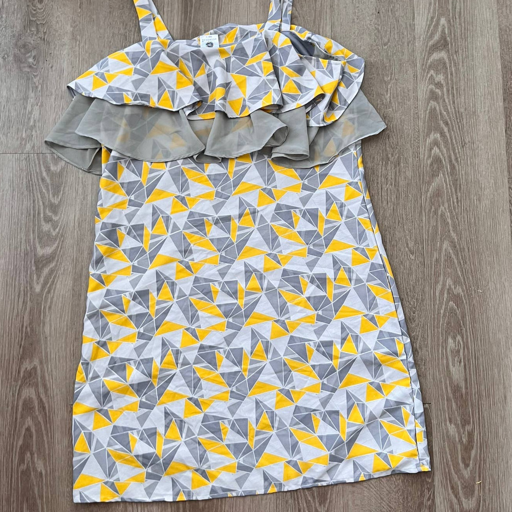 Mesmerize Large Grey/Yellow/White Sleeveless Dress Midi